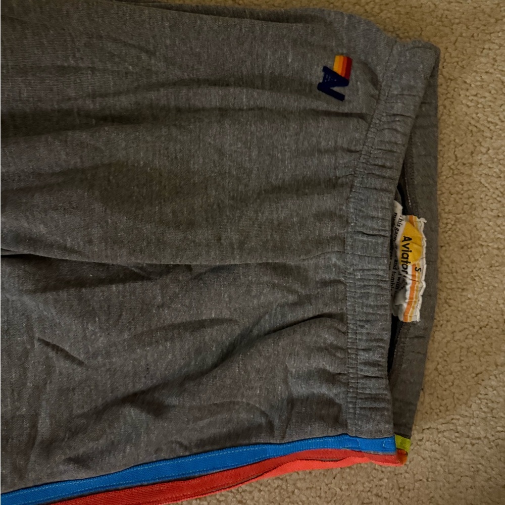 Aviator Nation Gray Sweatpants with Rainbow Logo